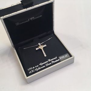 Diamond-Gold-Silver Cross Pendant